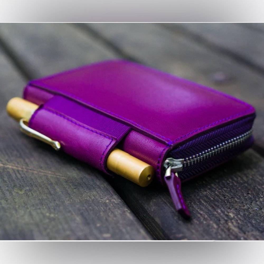 EDC Purple Leather Wallet by Galen Leather